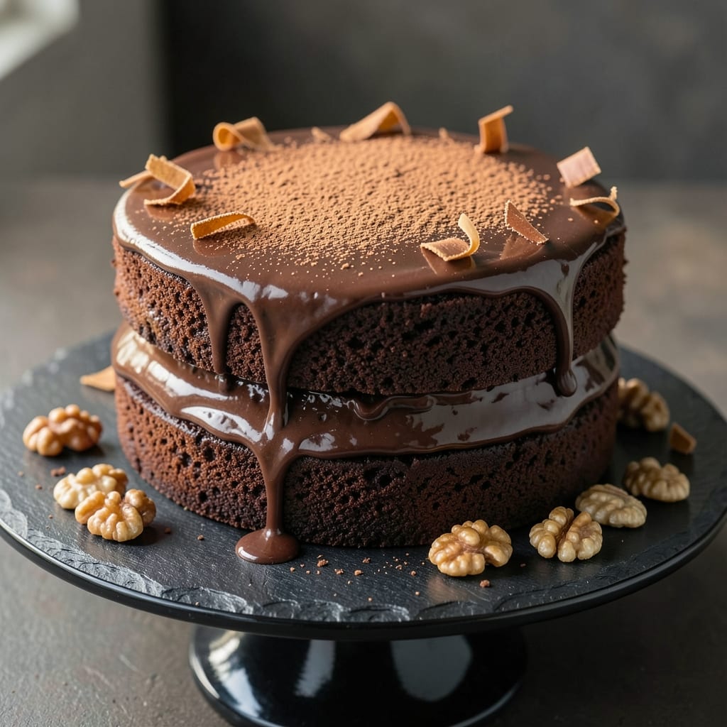 Amazon Chocolate Cake Recipe: Fudgy Core With Walnut Crunch