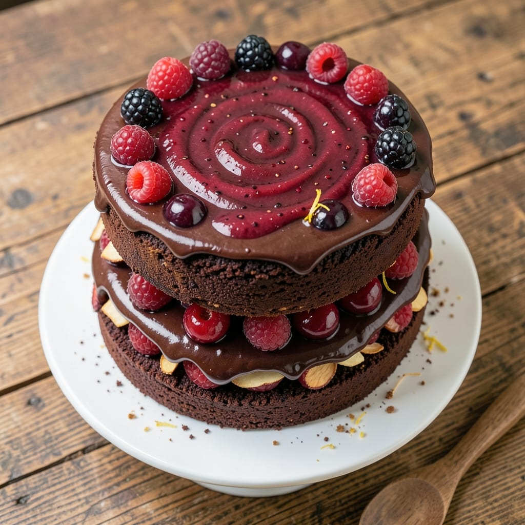 Alcohol-Free Black Forest Cake Recipe: Vanilla Bean Swirls and Toasted Almond Crunch