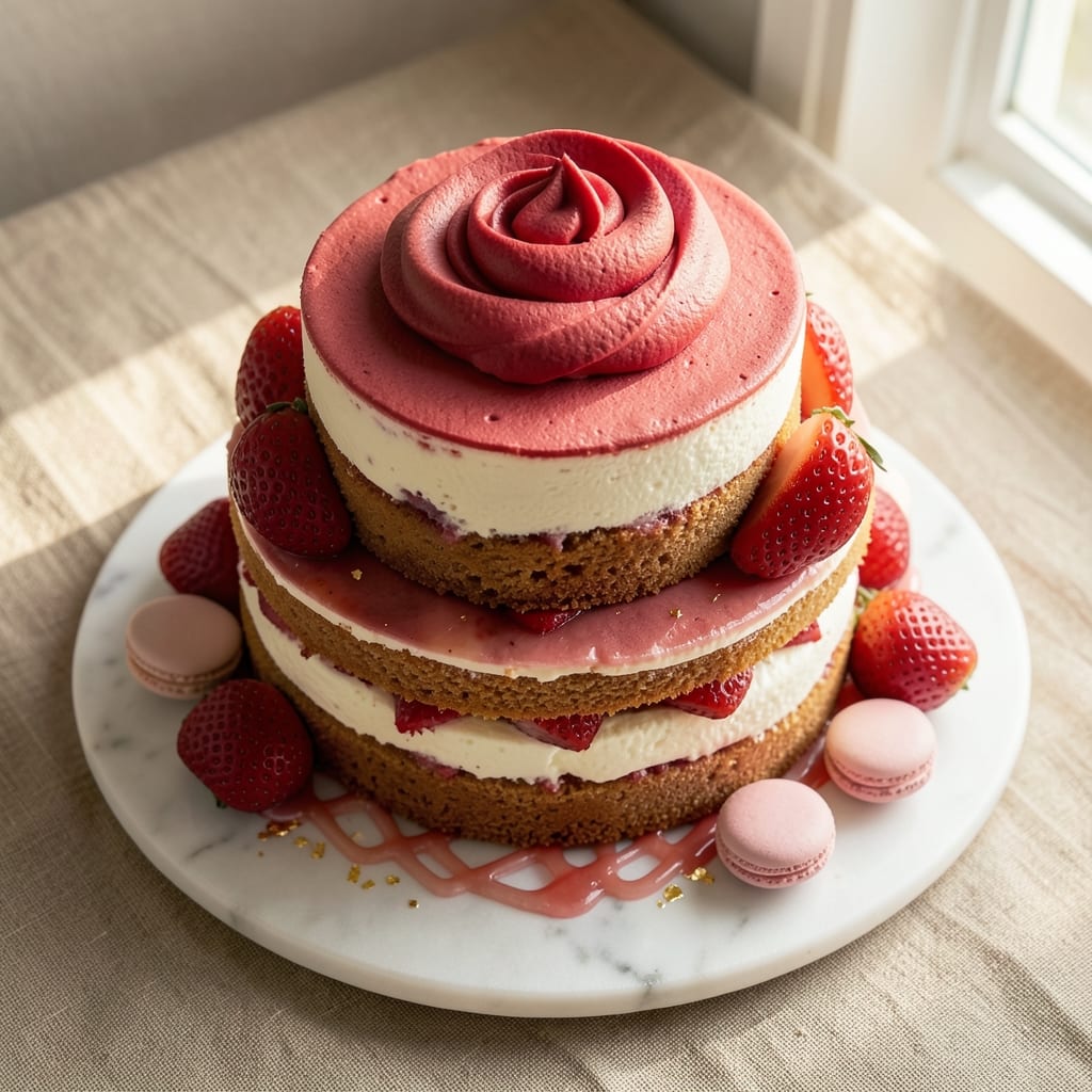 Ambrosia Bakery Strawberry Cake Recipe: Vanilla-Almond Swirl Magic with Bursting Berries