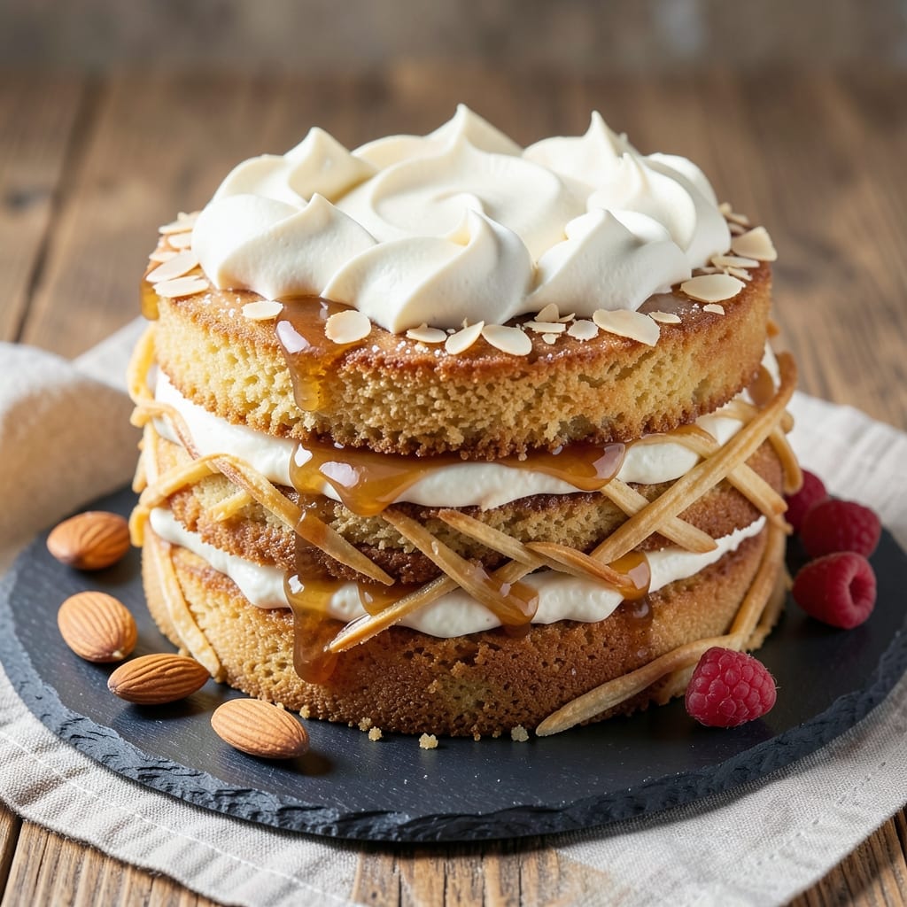 Almond Syrup Cake Recipe: Nutty Swirls and Toasted Almond Crunch Top