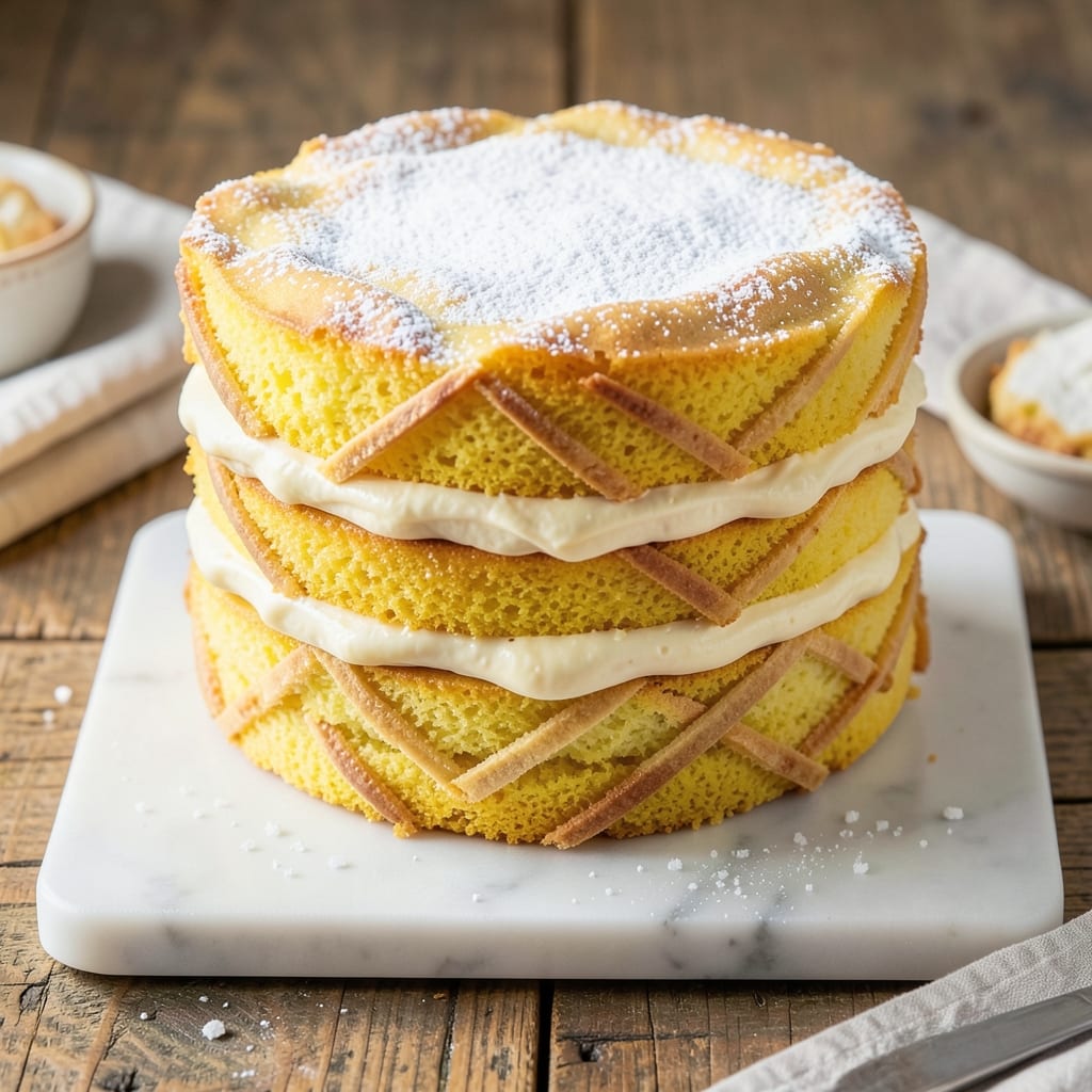3 Layer Yellow Butter Cake Recipe: Golden Crust and Vanilla Buttercream Rivers