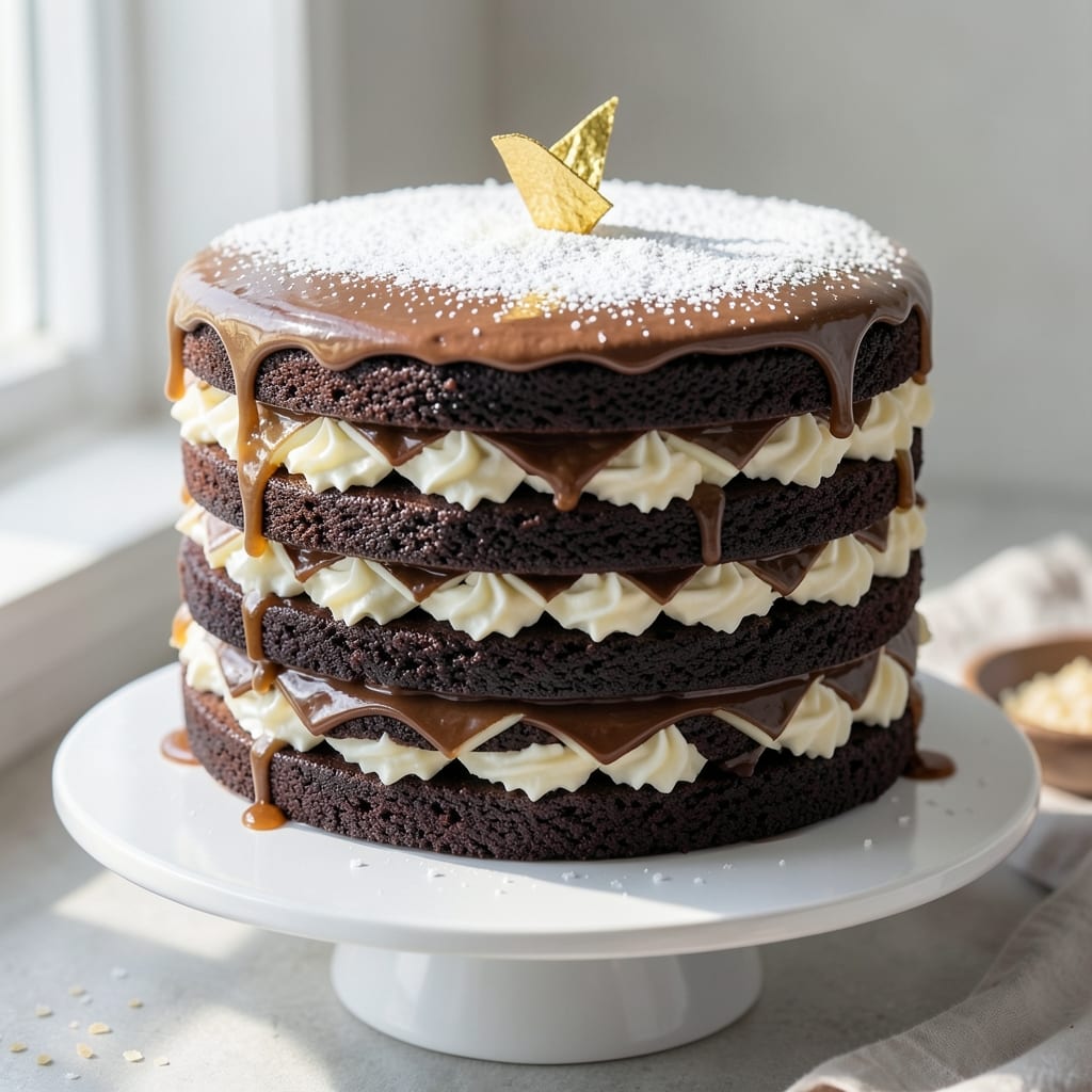 14 Layer Chocolate Cake Icing Recipe: Velvet Swirls and Edible Fondant Bridges