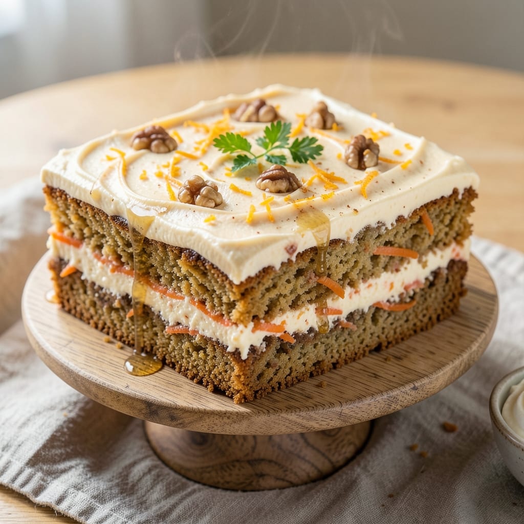 8-Inch Square Carrot Cake Recipe: Warm Spice Crunch and Cream Cheese Frosting Rivers