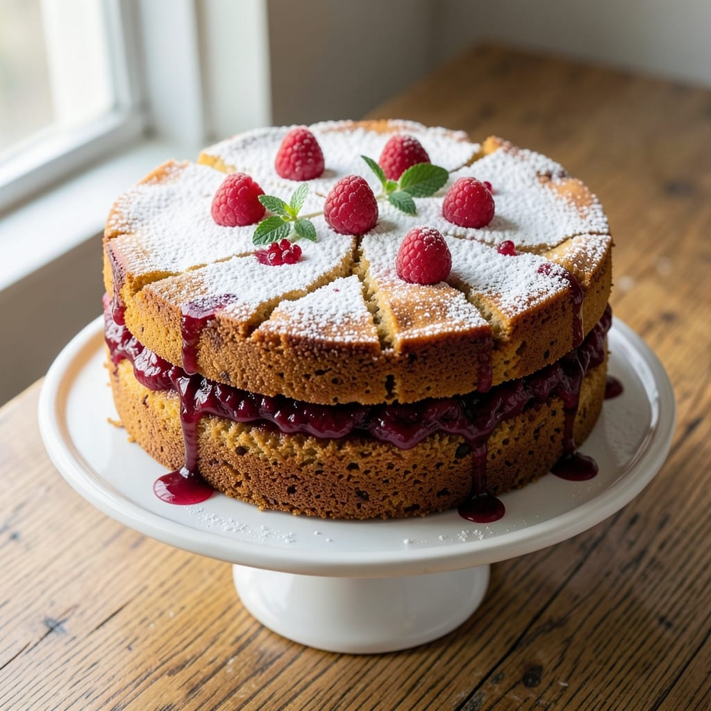 Almond Cake With Raspberry Filling Recipe: Nutty Crunch and Bursting Berry Layers