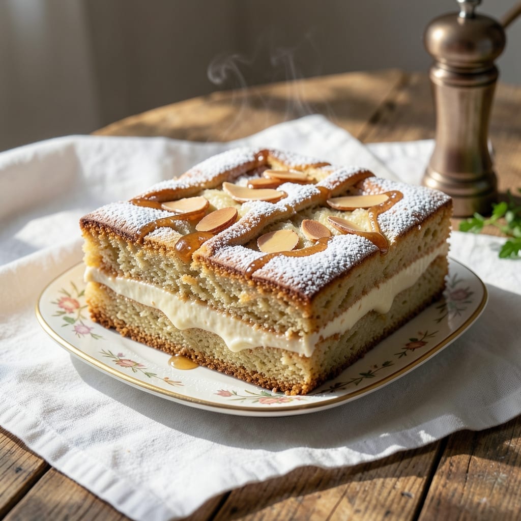 Almond Custard Coffee Cake Recipe: Vanilla-Infused Moistness with Toasted Nut Crunch