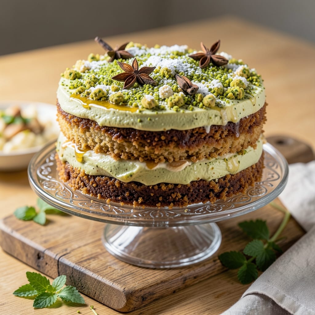 Almond Cardamom Pistachio Cake Recipe: Fragrant Spice Swirls and Crunchy Top