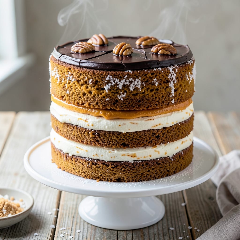 4 Layer Pumpkin Cake Recipe: Spiced Moistness and Cream Cheese Frosting Swirls