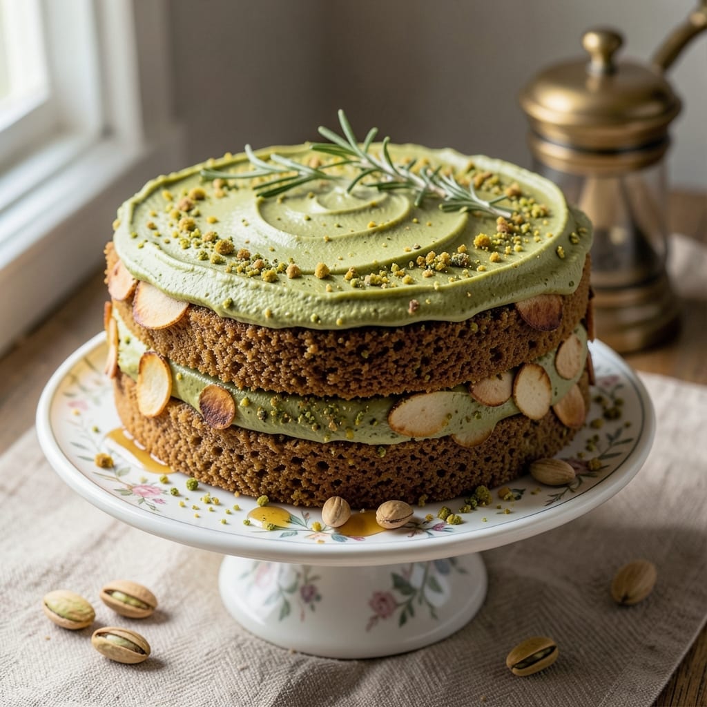 Almond Flour Pistachio Cake Recipe: Nutty Green Swirls and Crunchy Top Magic