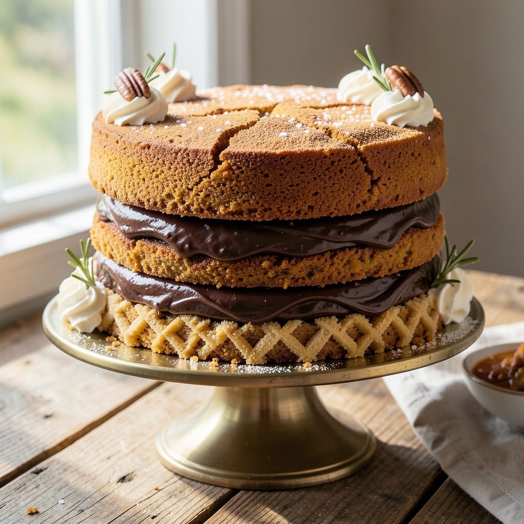 2 Layer Pumpkin Cake Recipe: Cream Cheese Frosting Swirls and Crunchy Pecan Top