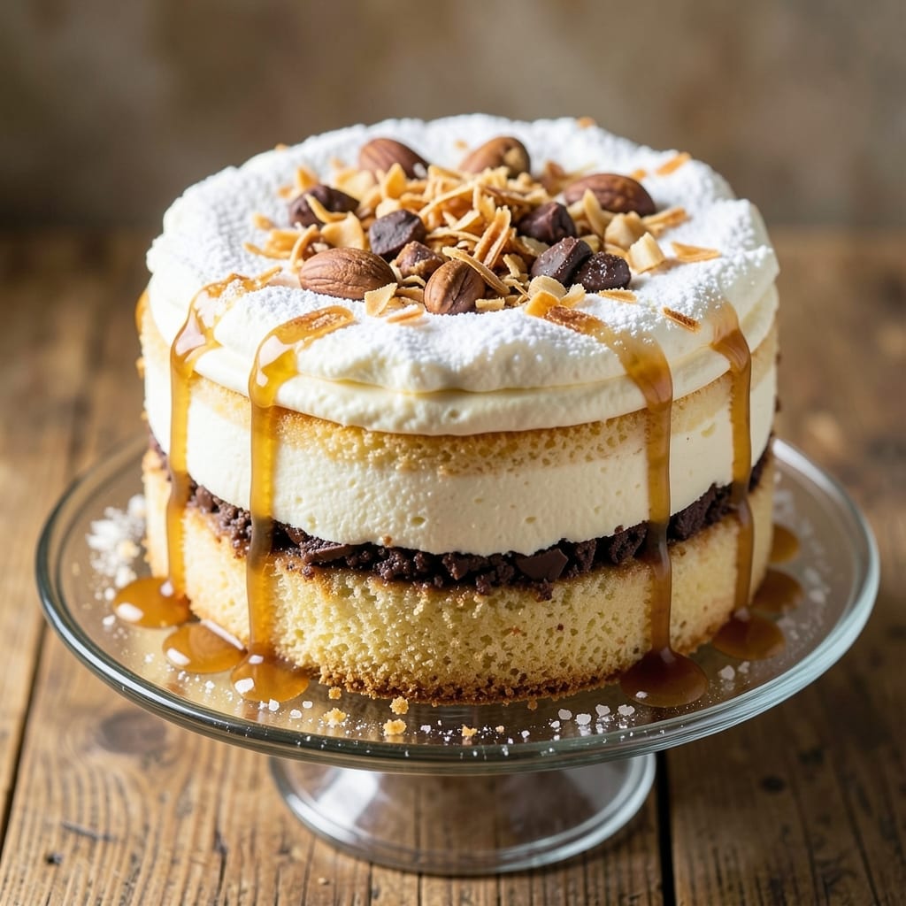 Almond Joy Poke Cake Recipe: Vanilla-Almond Swirls With Toasted Coconut Crunch