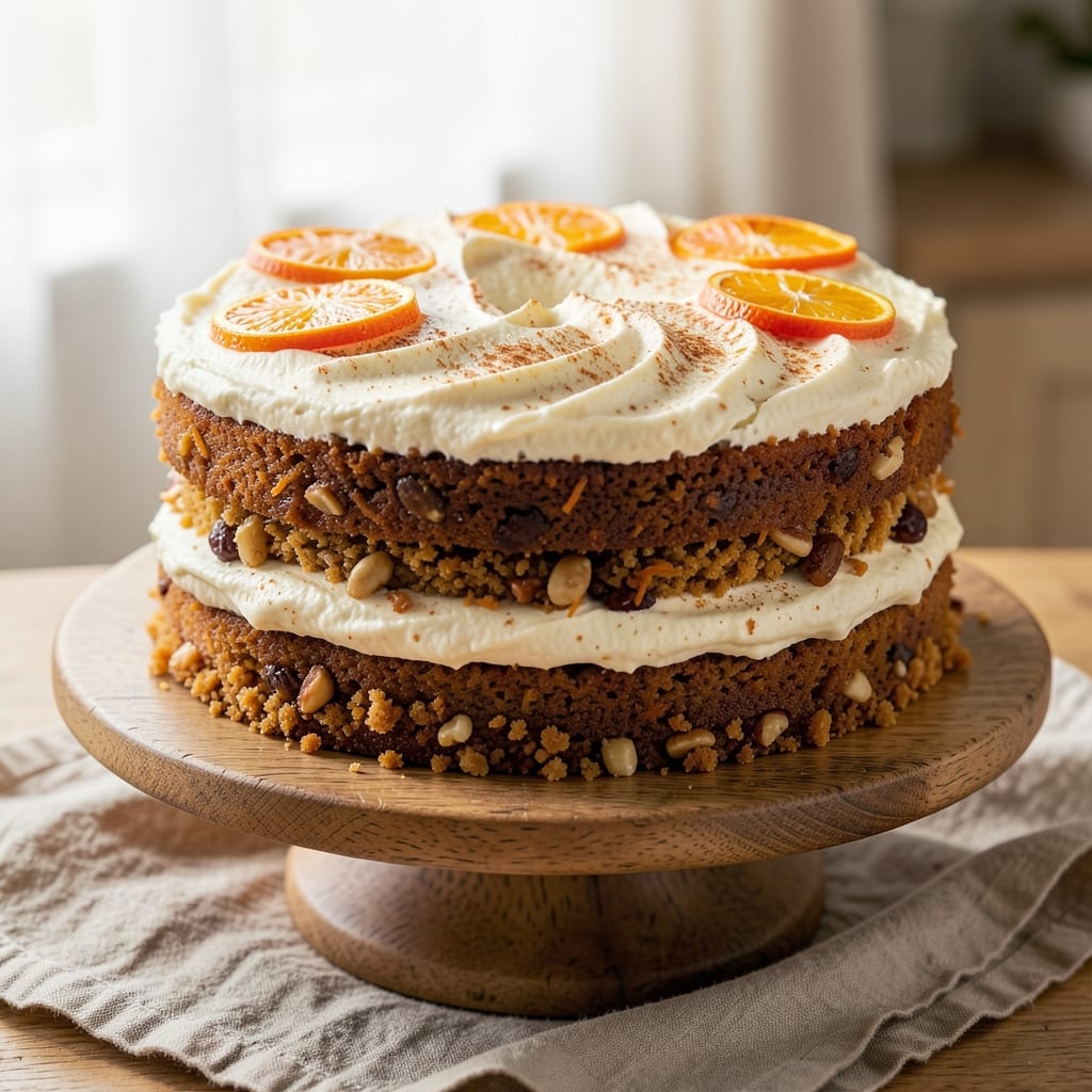 7-Inch Carrot Cake Recipe: Cream Cheese Frosting Swirls and Walnut Top Crunch