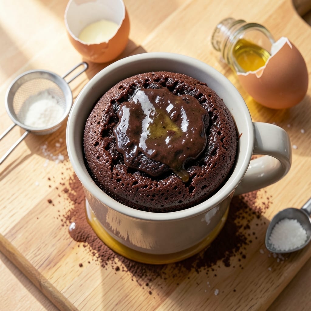 5 Minute Chocolate Mug Cake Recipe: Microwave-Melted Fudgy Center