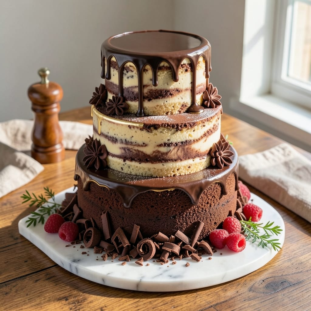3 Tiered Chocolate Cake Recipe: Stable Stacks With Vanilla Buttercream Rivers