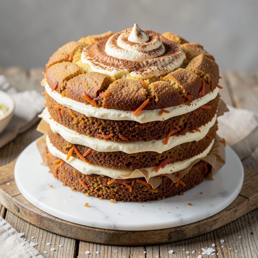 6-Inch 3-Layer Carrot Cake Recipe: Mini Dessert Tower With Cream Cheese Frosting Swirls