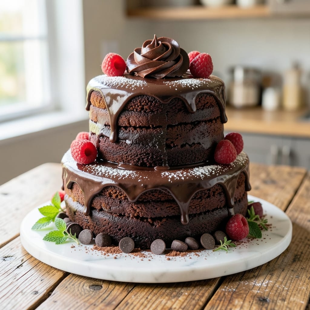 14-Inch Chocolate Cake Recipe: Triple-Layered Height With Edible Bridges