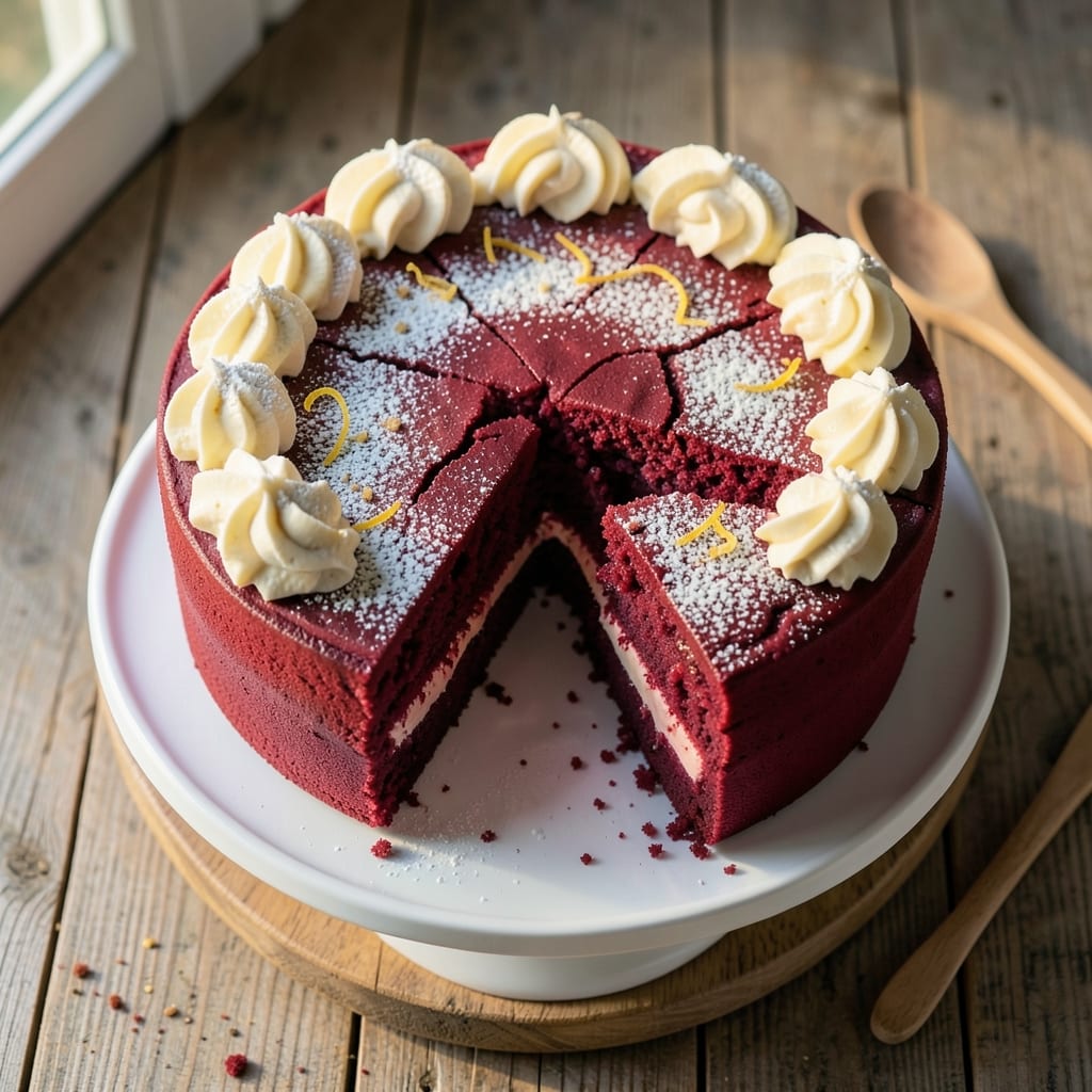 10-Inch Red Velvet Cake Recipe: Velvety Moistness with Cream Cheese Frosting Swirls