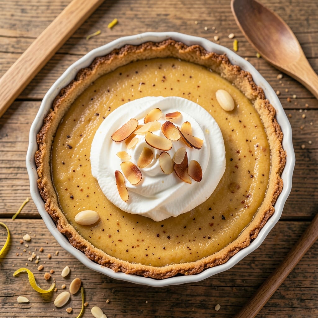 Almond Tart Cake Recipe: Crisp Almond Crust Meets Silky Vanilla Filling