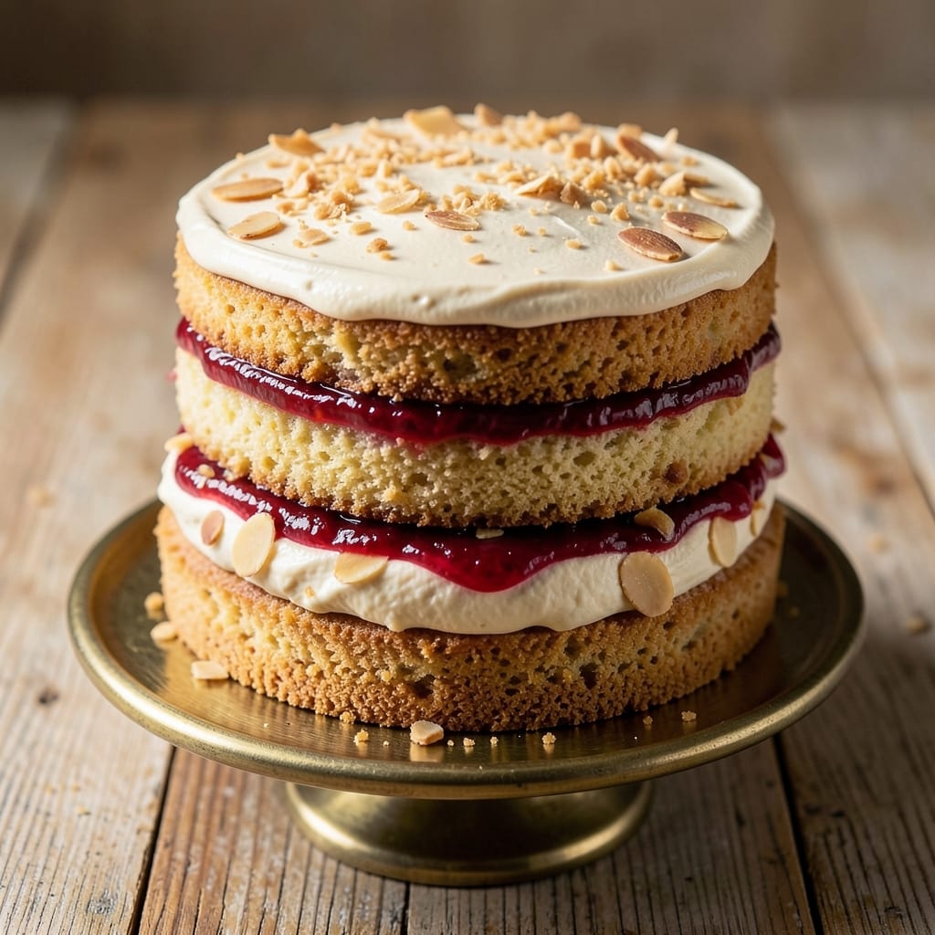 Almond Bakewell Cake Recipe: Vanilla-Infused Layers with Toasted Almond Crunch