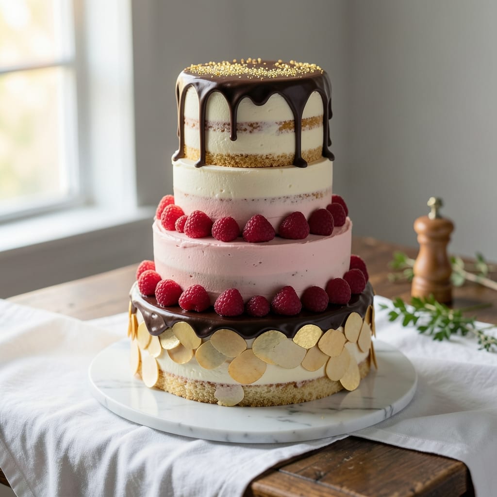 3 Tier Birthday Cake Recipe: Stacked Vanilla Buttercream Rivers and Edible Bridges