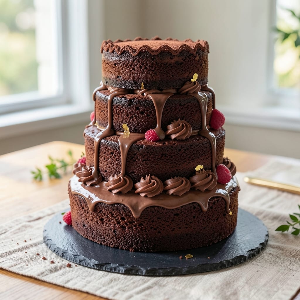 4 Tier Chocolate Cake Recipe: Stunning Height With Edible Bridges