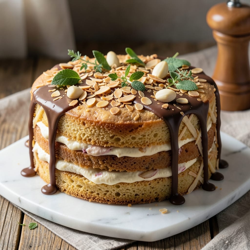 Almond Crunch Cake Recipe: Toasted Nut Crust and Vanilla Swirl Harmony