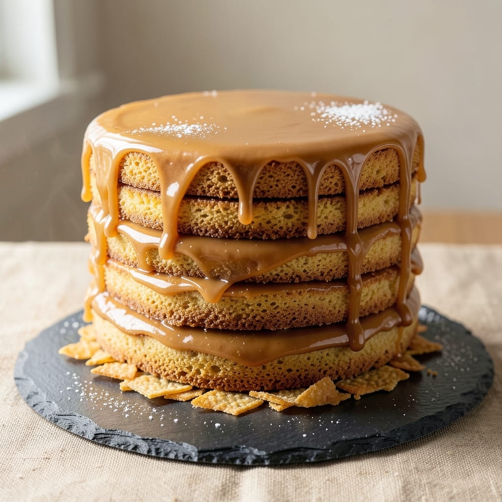 10 Layer Caramel Cake Recipe: Caramel Rivers Between Ultra-Moist Vanilla Layers