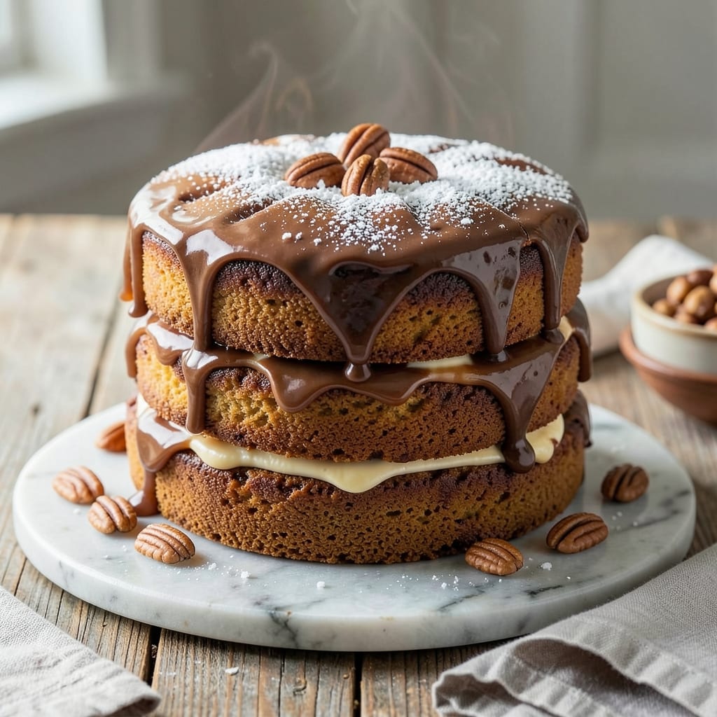 2 Layer German Chocolate Cake Recipe: Nutty Moistness and Caramel Swirls in One Pan